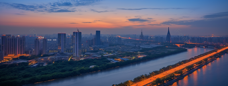 晚霞下的长江二桥全景长片实拍摄影图,高清,摄影图,摄影图片,图片大全,摄影图免费下载